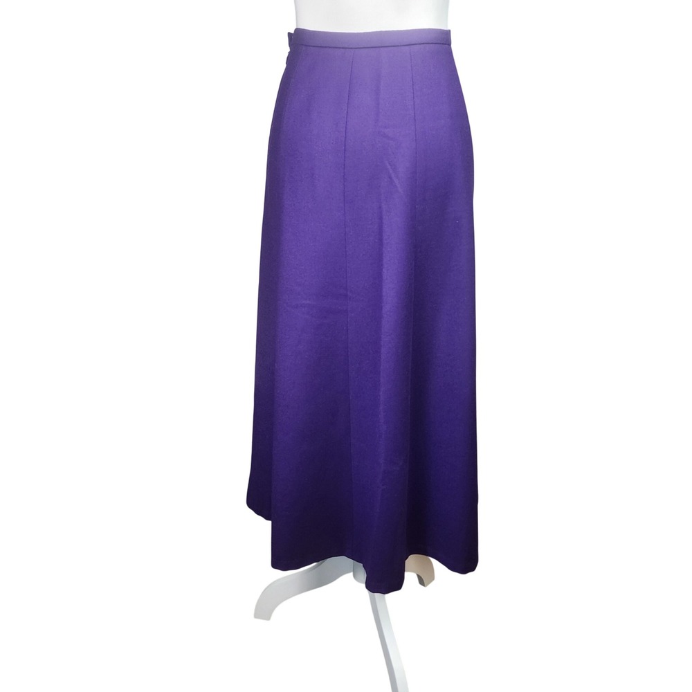 Talbots A-Line Maxi Skirt Women 8P Purple Wool Italian Fabric Stretch Office Y2K